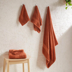 Livspace 100% Cotton 2 Bath, 2 Hand & 2 Face Towel 1300 Gsm | Solid Dyed Super Soft Absorbent & Quick-Dry For Gym & Home Paleto Collection Towel (Burnt Red)- Set Of 6