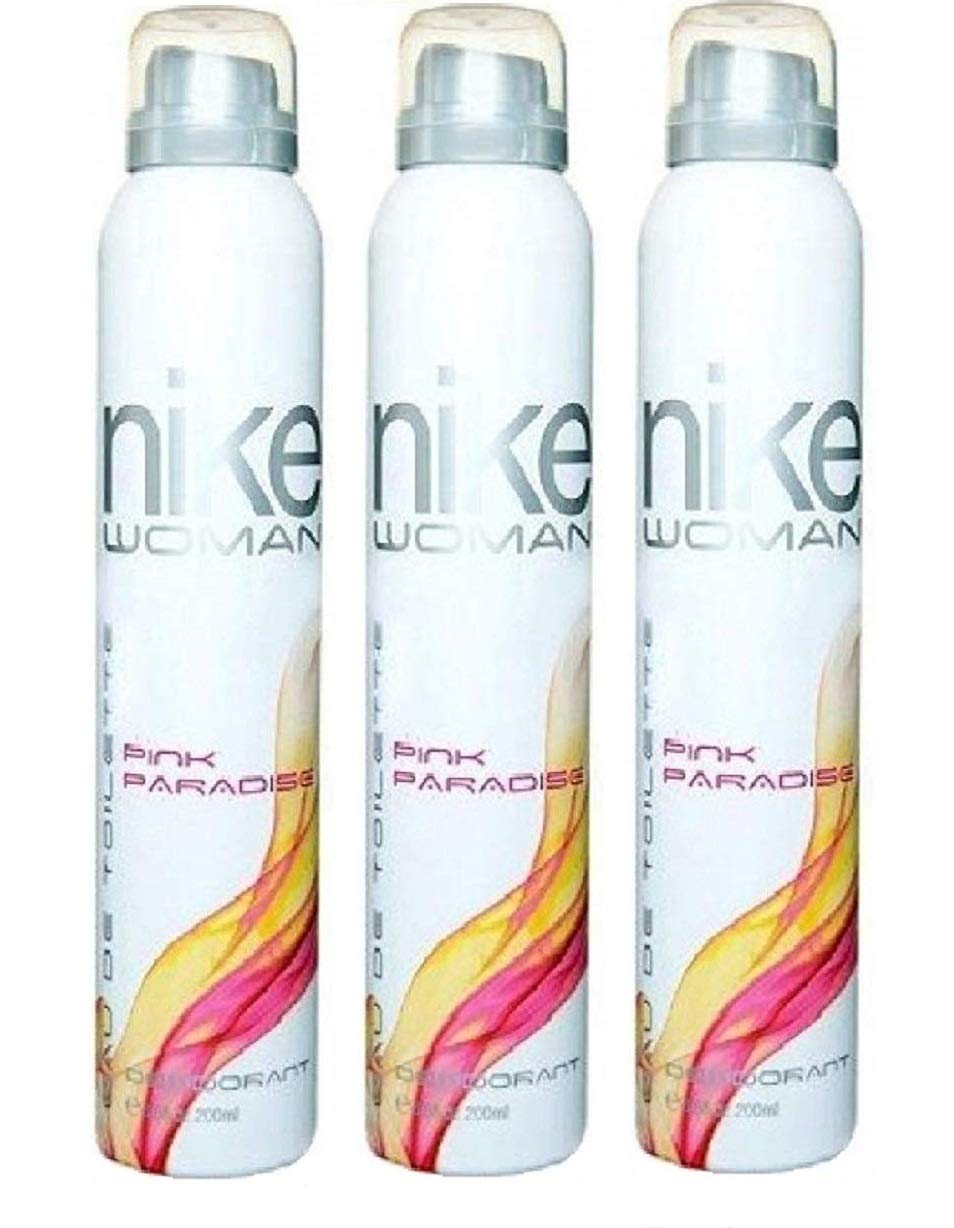 Nike Pink Paradise Deodorants Body Spray 600ml 20.2 Fl.oz. Pack Of 3 | Perfect Gift Set For Women | Long Lasting Fragrance