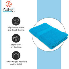 PatPug 100% Indian Ultra Soft Cotton 450 Gsm Bath Towel Large Bath Towel | Highly Absorbent Quick Drying Durable Towel For Men, Women & Kids (Cool Aqua)