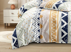 Printed King Size Double Bedsheet With 2 Large Pillow Cover - Size 72 X 78 X 10 Inches, Multicolor | Cotton Elastic Fitted All Around Bedsheet - Breathable & Wrinkle Free