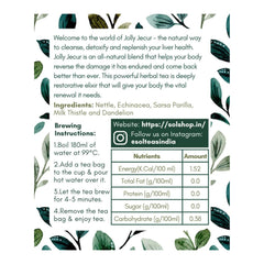 SOL Jolly Jecur Liver Detox Tea - 20 Pyramid Tea Bags | Assortment Of Herbs, Contains Milk Thistle, Nettle, Dandelion Root & Sarsaparilla - Helps Remove Toxins & Protect Liver | Preservatives Free