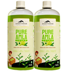 Rasayanam Pure Amla Juice Healthy Hair & Skin Immunity Booster Vitamin C Natural & 100% Pure, Made With Cold Pressed Francis Amla | 750ml 1.6lbs, Each Pack Of 2