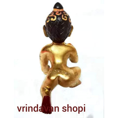 Full Hand Painted Laddu Gopal Idol, Little Krishna, Brass, Golden Idol - 6 Inch, Traditional Deign, For Janmashtami Pooja, Home & Office Temple, Statue