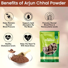 Nutriorganics Arjun Ki Chaal Dried 100 % Pure And Natural - Arjuna Tree Bark, Raw, Lowers Bad Cholesterol | 400gm 0.8lbs