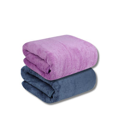 Fezora Microfiber Bath Towels 555 Gsm, | Extra Soft Plush & Quick Dry High Absorbency With Large Size Towels For Bathing Pack Of 2 (Dark Blue & Purple)