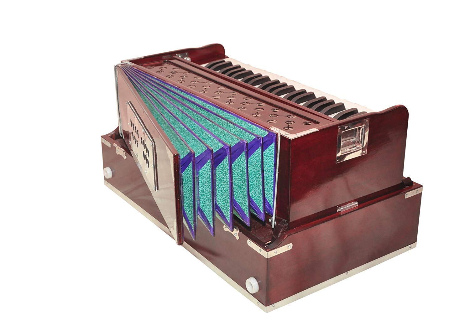 Best Harmonium 9 Stopper (Portable), Churidar 7 Bellow, 42 Key, Two Reed (Bass-Male), 3 1/2 Octave, Coupler | Harmonium With Cover - Mahogany Color