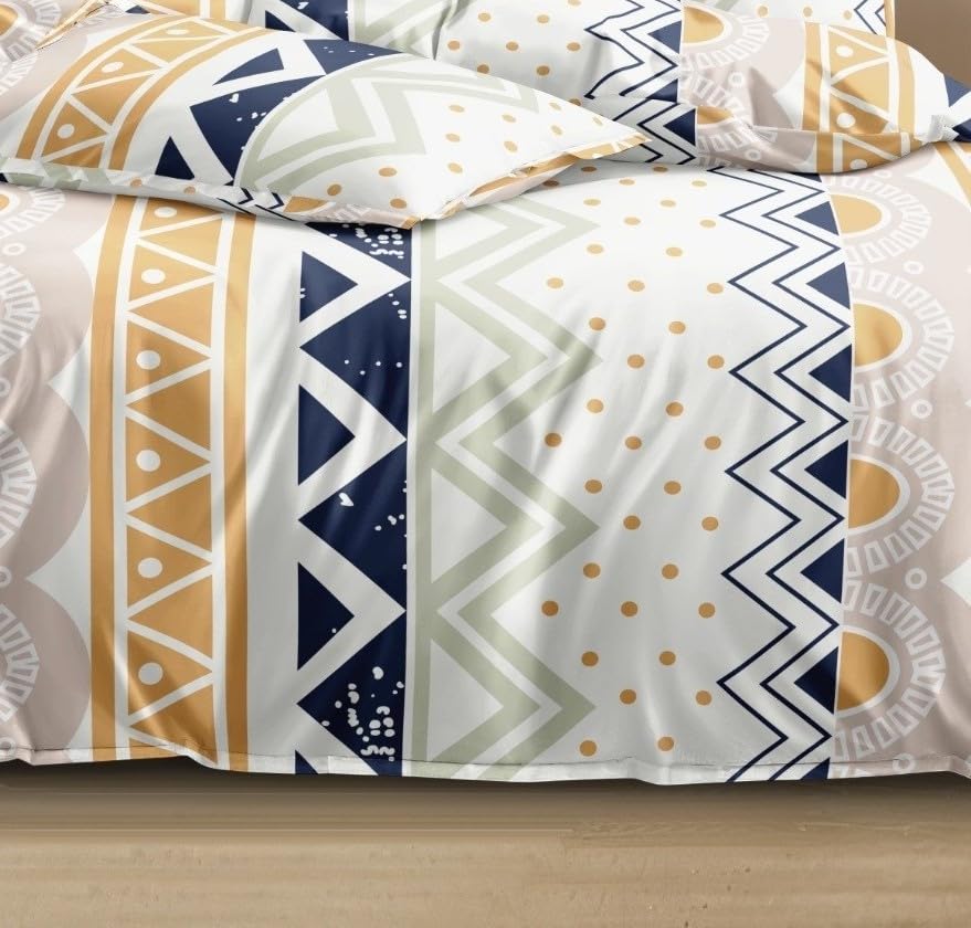 Printed King Size Double Bedsheet With 2 Large Pillow Cover - Size 72 X 78 X 10 Inches, Multicolor | Cotton Elastic Fitted All Around Bedsheet - Breathable & Wrinkle Free