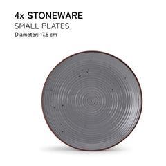 Ceramic Handcrafted Serving Handmade Small Plates Set Of 4, Grey - Diameter: 7 Inch | Stoneware - Dinnerware, Scratch Resistant, Microwave & Dishwasher Safe