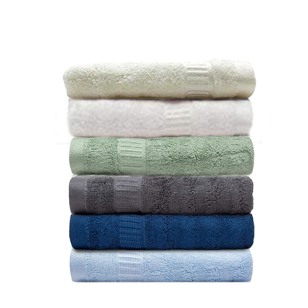Mush 100% Bamboo Hand Towel 1200 Gsm | Ultra Soft, Absorbent, Quick Dry Towels For Facewash, Gym, Pool, Sports, & Travel - Multicolor (Pack Of 6)