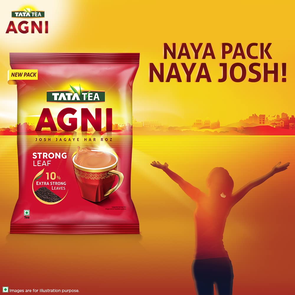 Tata Tea Agni Chai Patti - 1 Kg, 35.2 Ounce | Strong Chai With 10% Extra Strong Leaves - Loose Leaves Black Tea, Medium Caffeine Chai Patti
