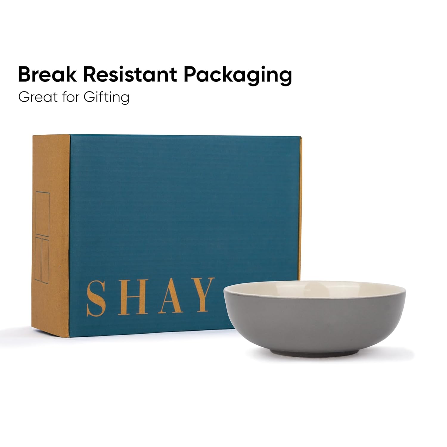 Ceramic Pasta Bowl Set Of 2 Pieces - 18cm, Grey Ivory, 800ml Each | Stoneware Ceramic Serving Bowls | Pasta Plate - Deep Plate | Ceramic Bowl With Glossy Finish - Pasta Serving Plate