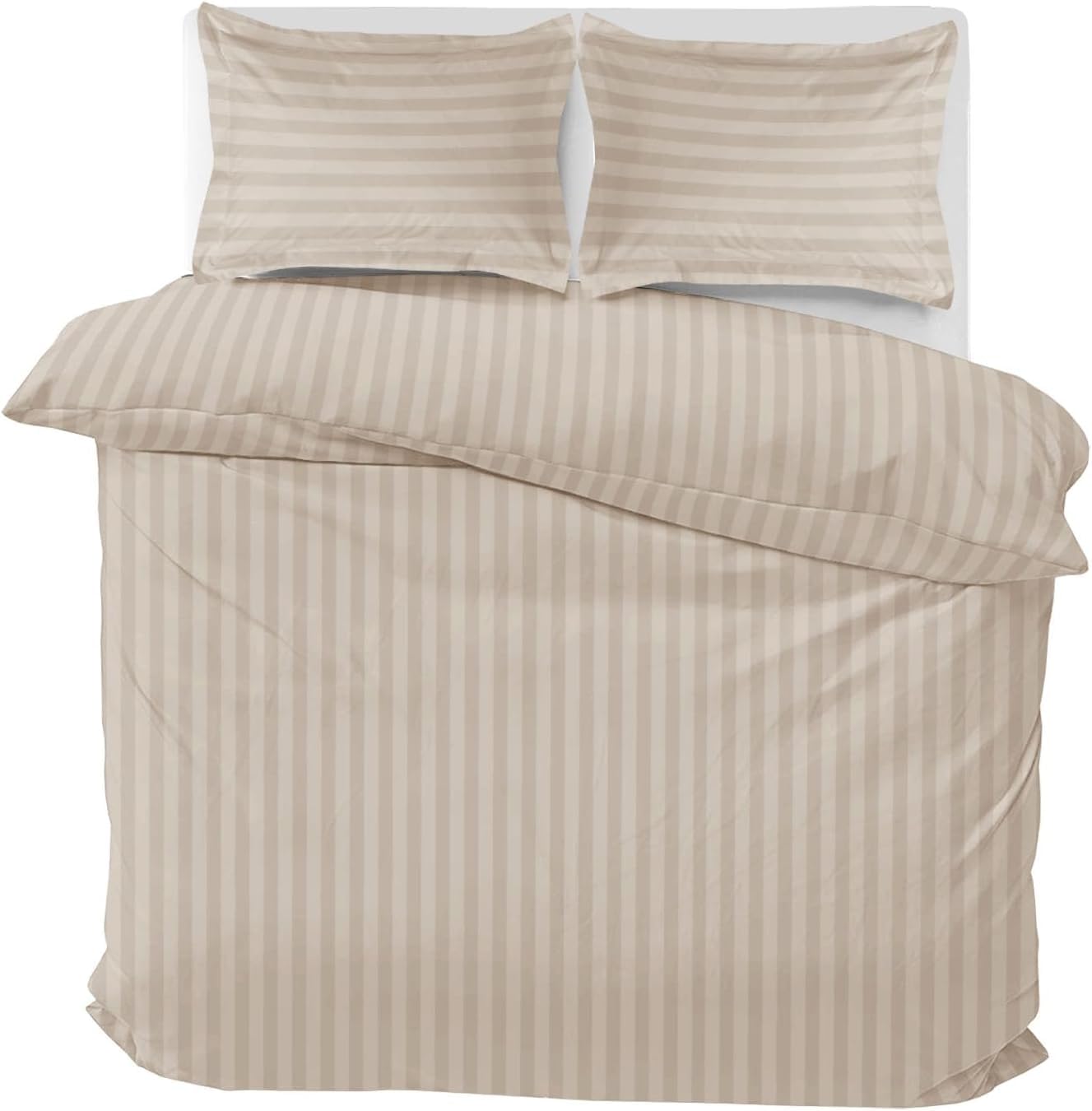 Super King Size Bedsheet For Double Bed With 2 Pillow Cover - 108 X 108 Inches, Cream | Durable & Easy Care Fade-Resistant, Wrinkle-Free