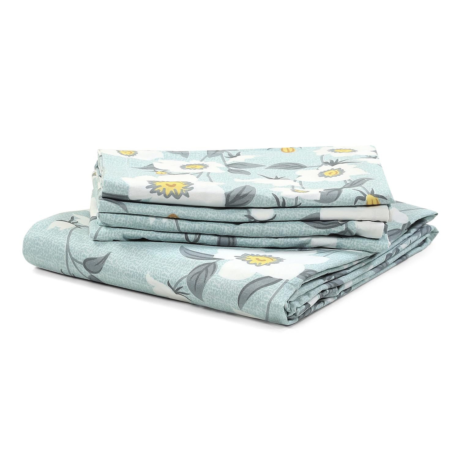 Cotton Rich Double Bedsheet With 2 Pillow Covers - 82 X 84 Inches, Light Blue & White | Skin Friendly Fabric For Everyday Comfort - Perfect Gifting For Wedding Anniversary