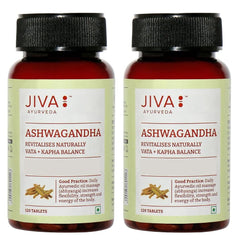 Jiva Ashwagandha Tablet 100% Ayurvedic Formulation Boosts Immunity & Energy Level, Strengthens Nervous System, Reduces Stress & Anxiety | 120 Tablets 200gm 0.4lbs Each Pack Of 2