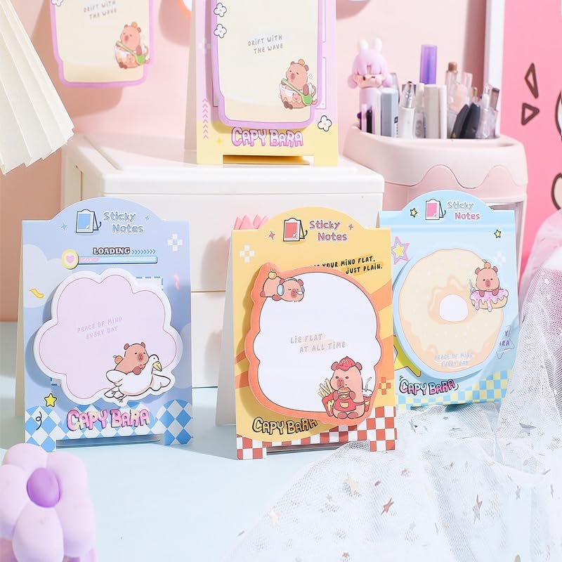 Cute Capybara Sticky Notes Set | Colorful Page 3D Sticky Notes 60 Sheets Unique Design With Paper
