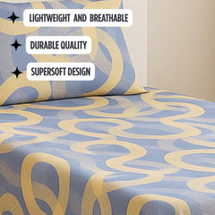 Bedsheet For Single Bed With 1 Pillow Cover - Size 90 X 60 Inches, Grey & Beige | Soft Touch Cotton Fabric-Comfortable & Durable | Elegant Printed Bedding Set For Daily Use