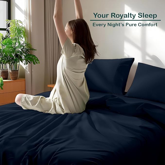 Microfiber Bedsheets For Single Plain Navy Blue Solid Bed Sheet Include Pillow Cover, Ultra Soft | Size 60 X 90 Inches Bedsheet - Traditional Single Bedsheet Comfort