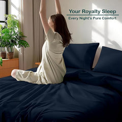 Microfiber Bedsheets For Single Plain Navy Blue Solid Bed Sheet Include Pillow Cover, Ultra Soft | Size 60 X 90 Inches Bedsheet - Traditional Single Bedsheet Comfort