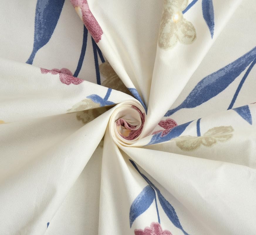 Premium Single Bedsheet With 1 Pillow Cover - 60 X 90 Inches, Cream & Blue | Soft Lightweight & Color Resistant | All-Season Bed Sheet