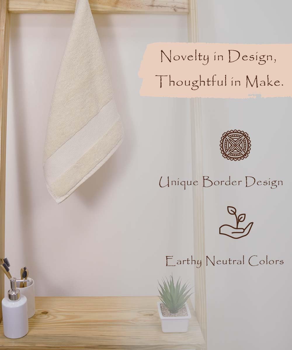 Rangoli Soft Absorbent Durable Towels Earthly Egyption Cotton Plush Oversized Small Size Bath Towel 400 Gsm (Cream)