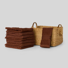 Kopa By Bianca 100% Cotton Soft Terry Face Towel 400 Gsm (Brown) -Pack Of 8