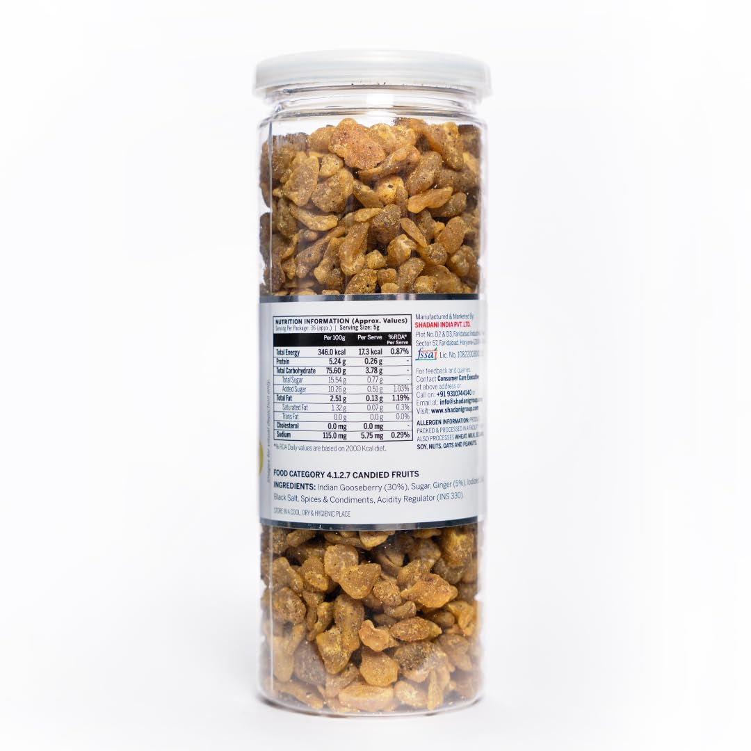 Shadani Dry Ginger Amla (180gm), Indian Gooseberry Mix Ginger | Adrak Flavor Dry Amla | Tasty Snacks