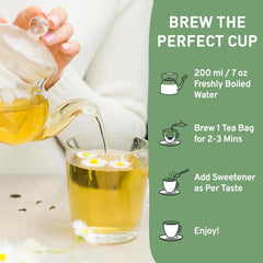 Handpick Chamomile Green Tea Bags With Chamomile Flowers - 100 Tea Bags | Round & Eco-Friendly Tea Bags Packed In Resealable Bag - Brew As Hot Or Iced Tea | Medium Caffeine