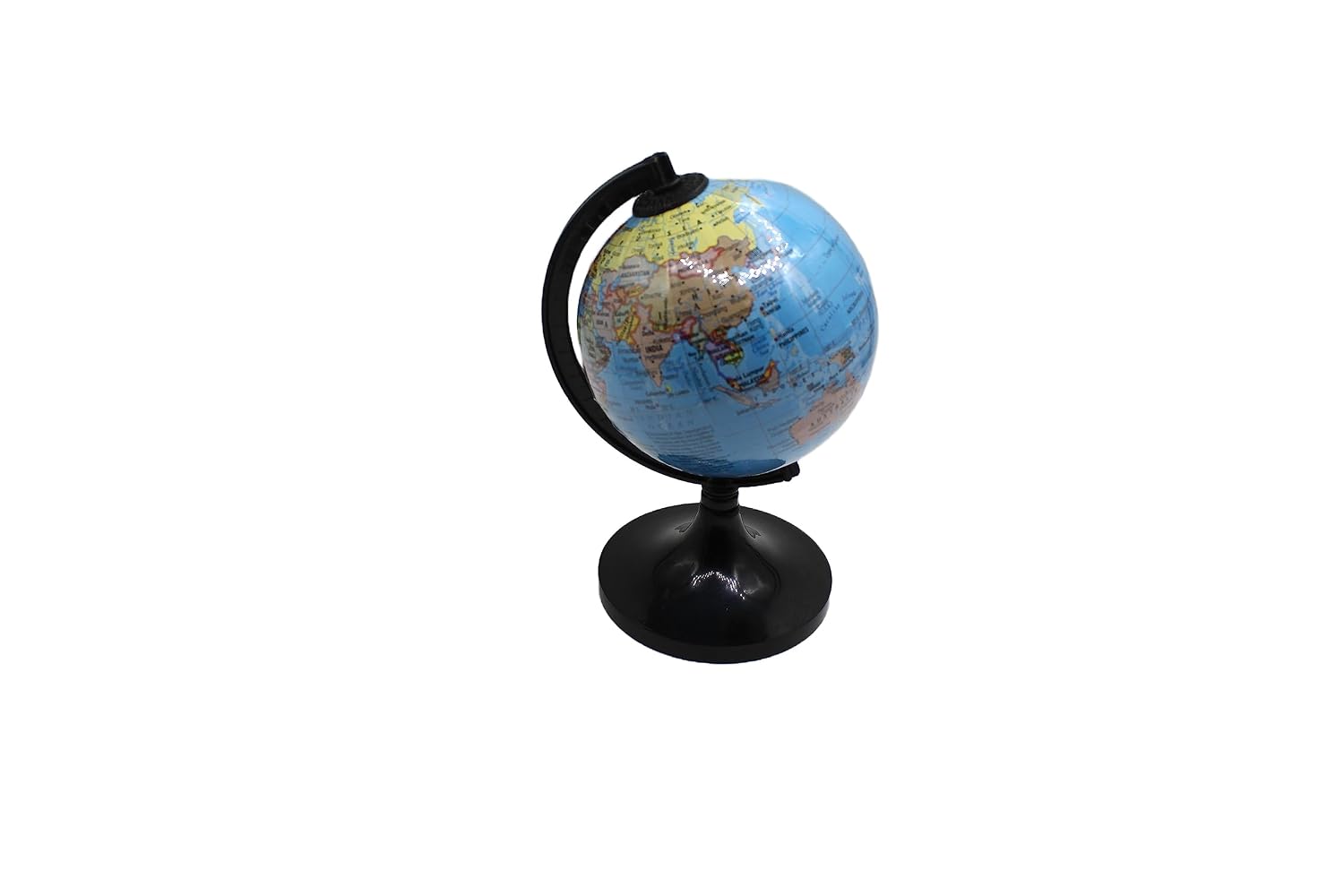 Rotating World Globe For Kids & Students, Educational Political Globe 6.4 Inch With Plastic Base, 1.8 - Inch Diameter, Blue, Desktop Learning Tool For Home, School & Office, Pack Of 1