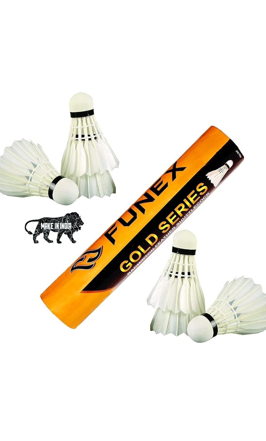 Steffer Funex Gold Series Feather Badminton Shuttlecocks | White , Pack Of 10 , Enjoy Lasting Durability & High - Quality