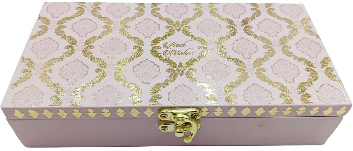 Designer Wodden Fancy Shagun Gift Boxes For Wedding, Shagun Cash Box Or Money Box With Mgi Printing For Wedding, Engagement, Holi, Diwali, Baby Showers, Colour - Cream