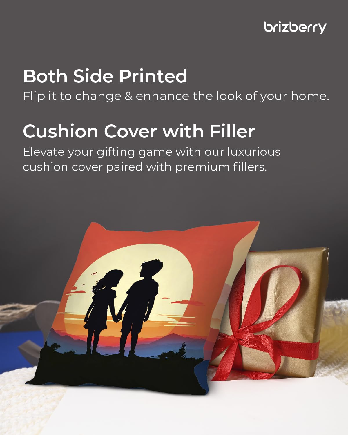 Premium Pillow Cushion For Best Brother, Light Orange - 16 Inch | Unique Thoughtful Cute Birthday Pillow Gift For Brother | Raksha Bandhan, Bhaidooj | With Filler Cushion - Design 24