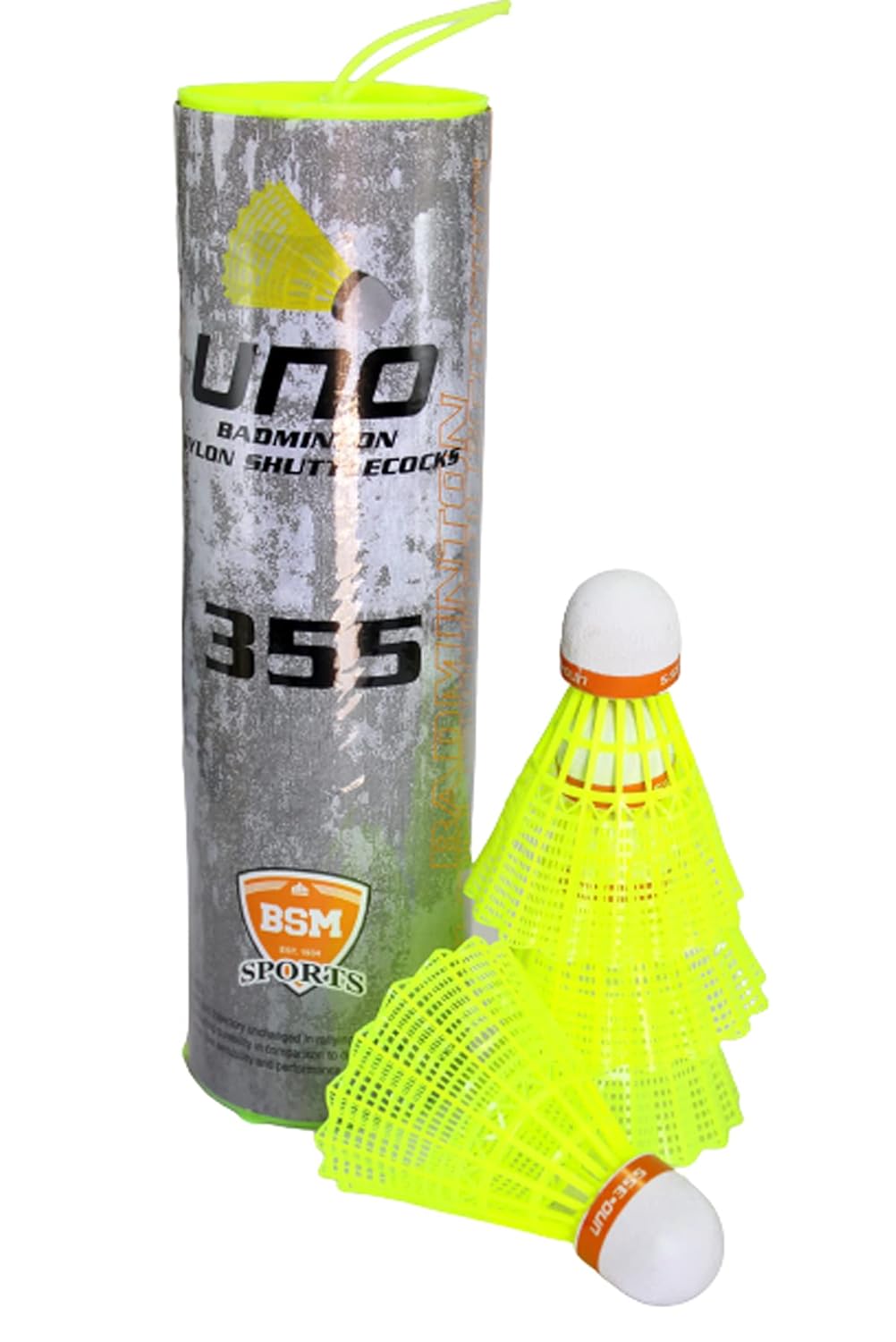 Stonkraft Uno Badminton Nylon Shuttlecocks 355 , Excellent Flight & Balance | Green , Pack Of 6
