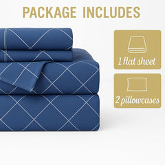 Double Bed Microfiber Bedsheet With 2 Pillow Covers Soft, Wrinkle-Free & Breathable Fabric | 90 X 100 Inches, Blue - Summer-Friendly & Skin-Safe