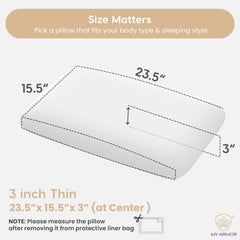 Cooling Gel Memory Foam Pillow For Sleeping, White, Thin Size - 3 Inches | Neck Pain Relief & Back Support Cushion, Without Cover | For Shoulder Pain, Spondylitis - Pack Of 1