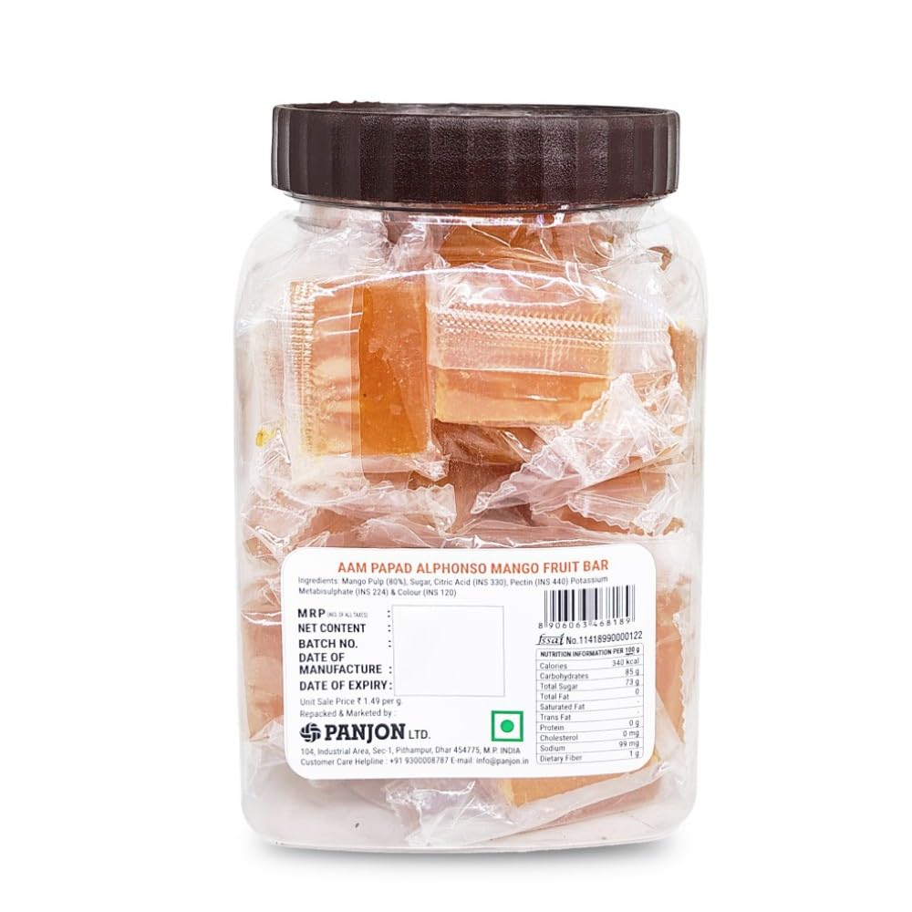 Panjon Swad Aam Papad Candy 400gm, (Sweet Mango Flavor Treats) | Jar Pack