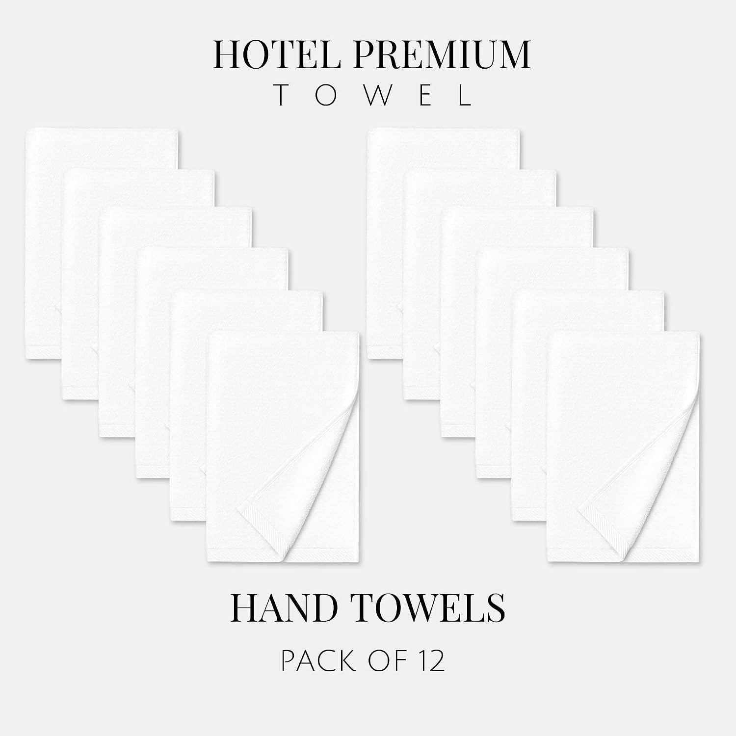 Labham 100% Cotton Hand Towel 2400 Gsm | Ultra-Soft Super Absorbent & Quick Dry Hand Towel (White) - Pack Of 12