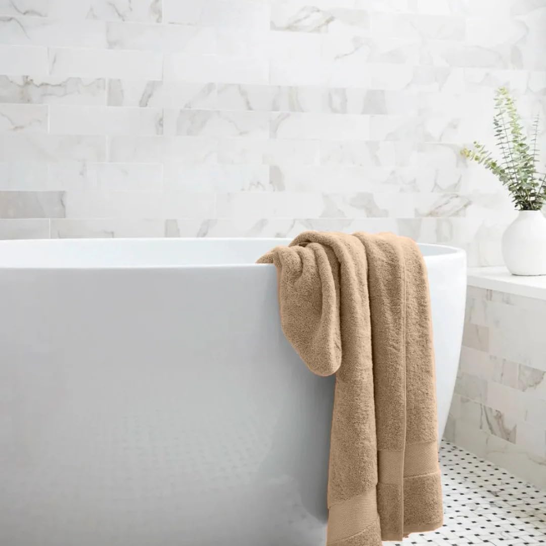 Lavone Premium 100% Cotton Zero Twist Bath Towel 550 Gsm | Ultra Soft & Absorbent Towels For Men & Women Quick Dry Bath Towel (Beige)