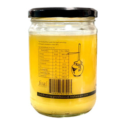 Natural Premium Hand Churned A2 Desi Gir Cow By Indic Wisdom | Rich In Nutrients Traditional Bilona Method Pure Desi Cow Ghee For Cakes & Biscuits | (450ml) 15.2 Ounce | Jar Pack