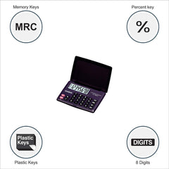 Casio Lc-160lv-bk Portable Calculator With Flap Cover | 8 Digit Display, Dedicated Off Key | 3 Years Warranty Manufacturer