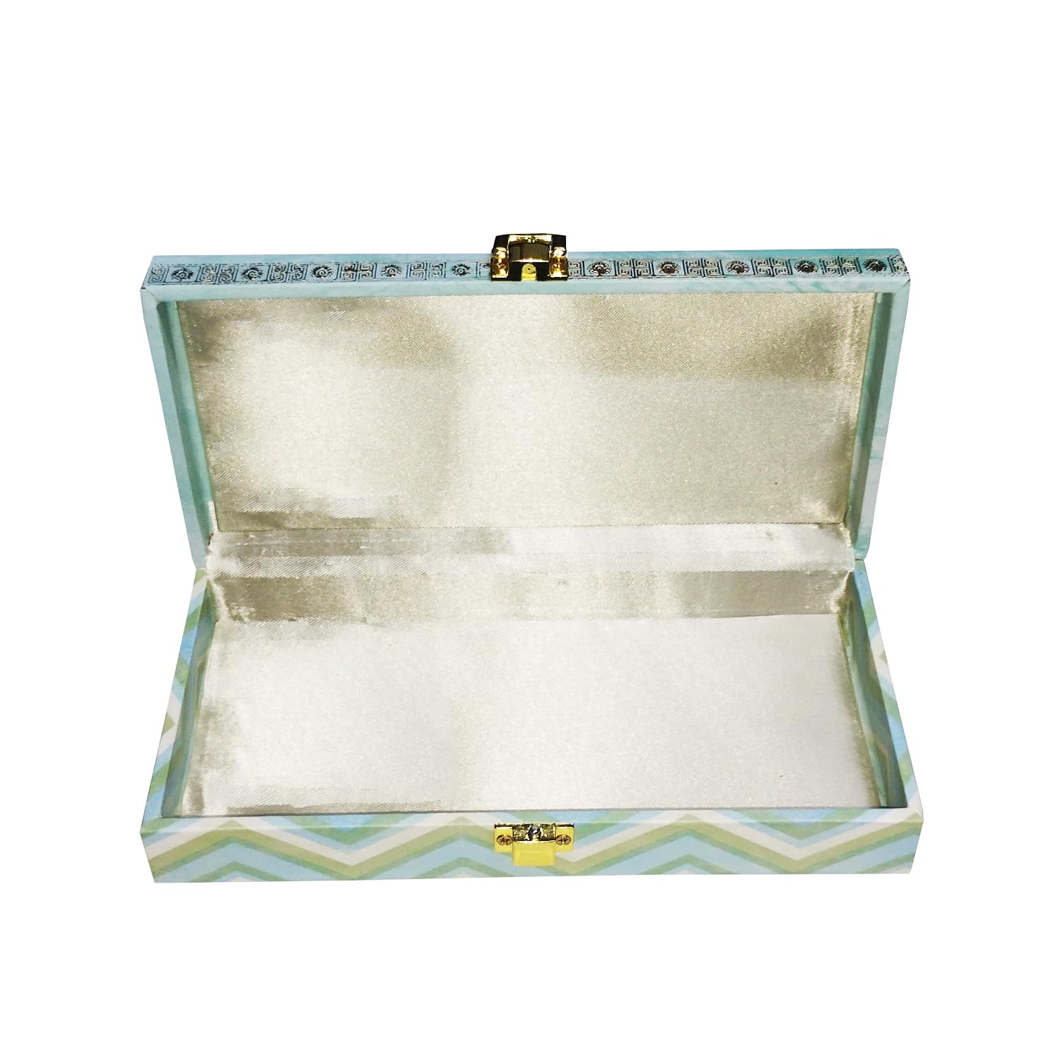 Elegant Winter Frost Bloom Floral Design Gold Print Velvet Touch Mgi Floral Decorative Box, Wedding Fancy Shagun Cash Box, Jewellery Box, Money Box, Gaddi Box, Colour - Blue