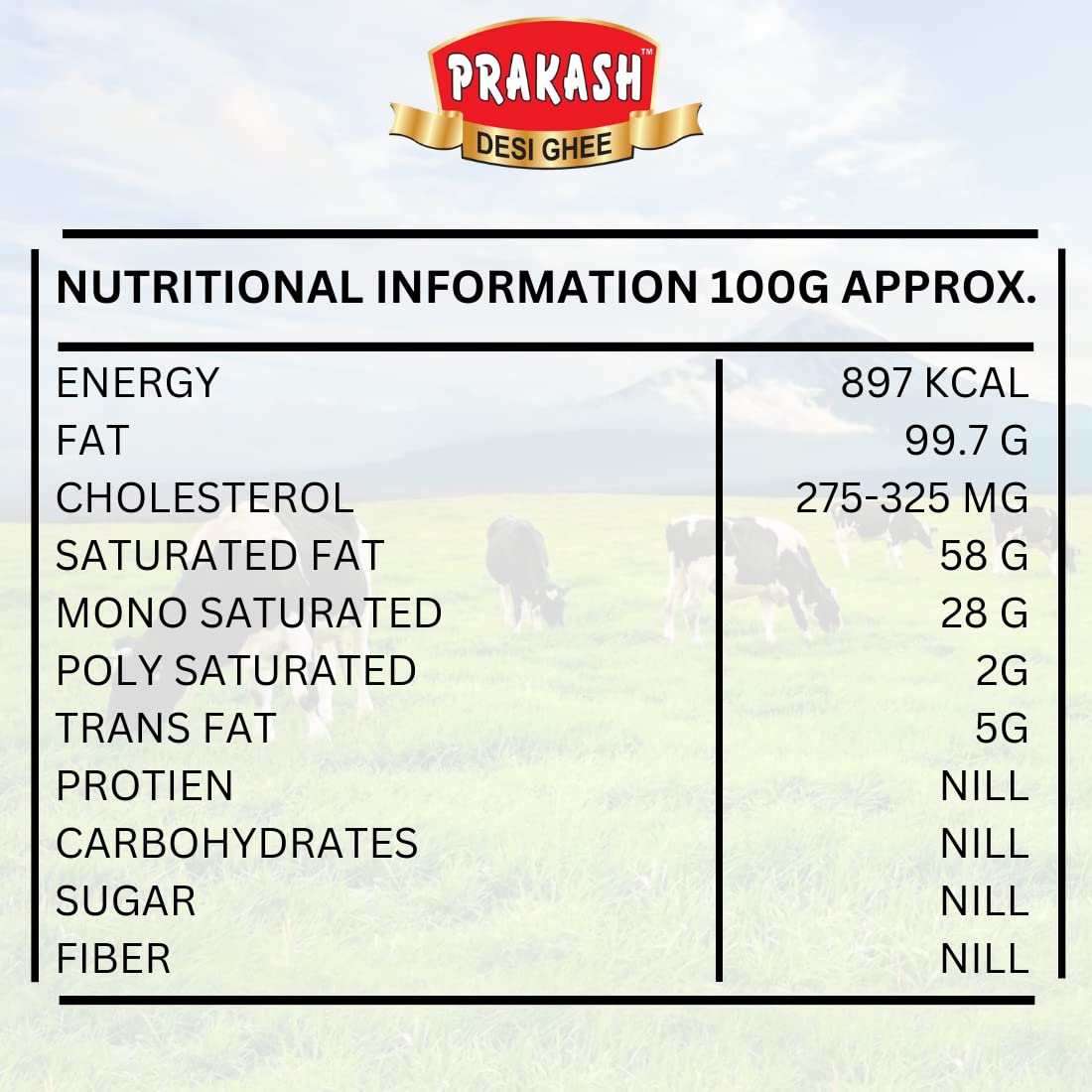 100% Pure & Fresh Desi Ghee By Prakash Dairy | Traditionally Hand Churned Vedic Bilona Method Desi Ghee For Brain Function | (250ml) 8.4 Ounce | Pouch Pack