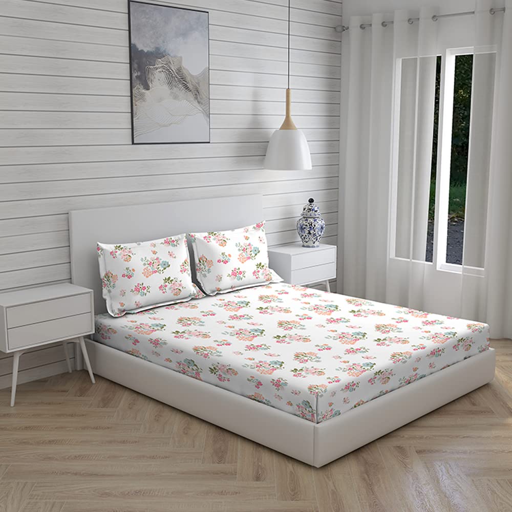 Cotton Bedsheet For King Size With Pillow Cover Set - 108x108 Inches, White | Breathable & Light Weight, All Season Comfort-Ideal For Daily Use & Gifting Bedsheet