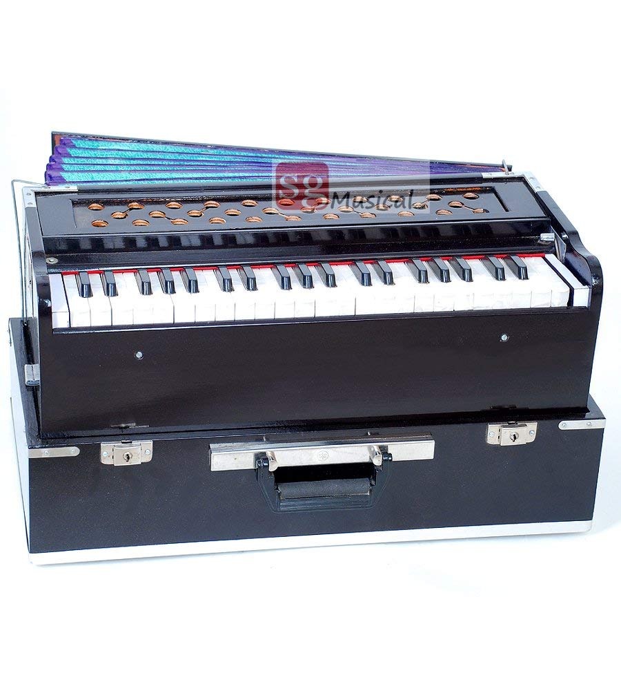 Musical Instrument Harmonium - 3 1/2 Octaves, Double Bellow, 42 Keys, Two Reeds (Base- Male), Instant Response Keyboard - No Lag Time | Handmade Instrument