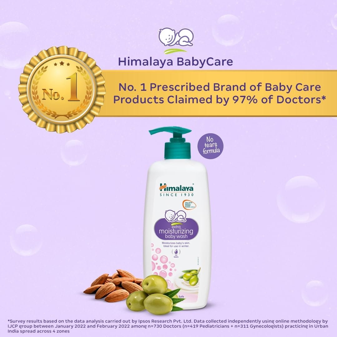 Himalaya Extra Moisturizing Baby Wash, Cleanses & Moisturizes Baby's Delicate Skin | 600ml