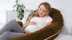 Pregnancy Pillow, Maternity Body Pillow For Sleeping, C Shaped Pillow, Brown - 55 Inch | Full Body Pillow, Pregnancy Pillow For Pregnant Women, Support Belly & Back, Removable Velvet Cover