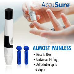 AccuSure Blood Glucose Monitoring System + Test Strips - 25 Strips, Multi Color