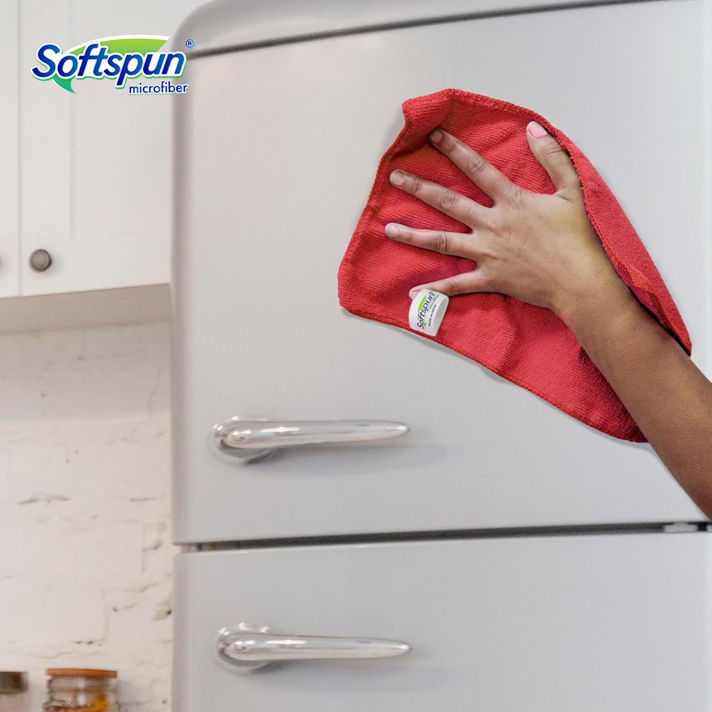 Softspun Microfiber Small Wipes Towel 340 Gsm | Multipurpose Super Soft Absorbent Cleaning Towels | 15 Piece (Red)