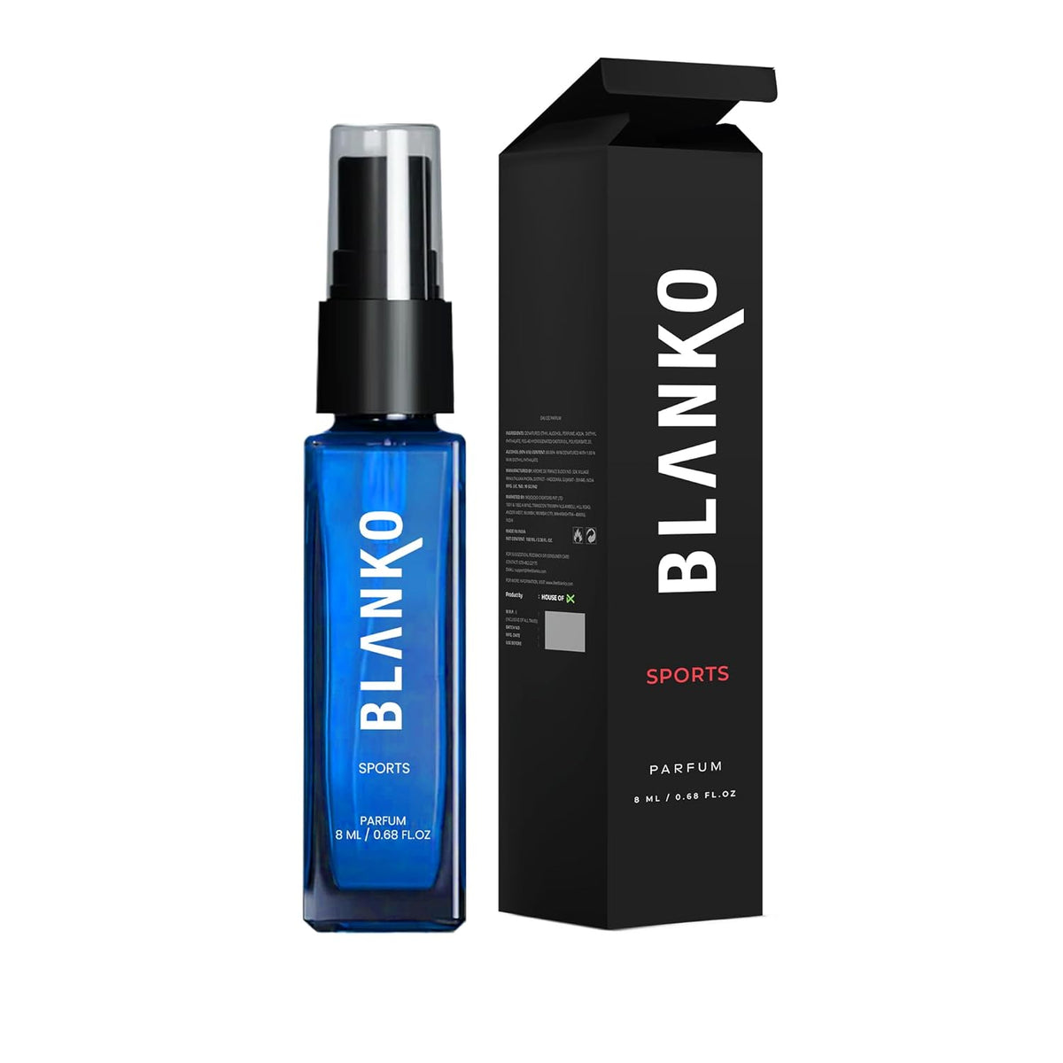 Blanko Sports Time Lock Technology Parfum 8ml 0.27 Fl.oz. Longest Lasting Men Perfume | Luxury Pocket Perfume For Sports, Gym, Activity