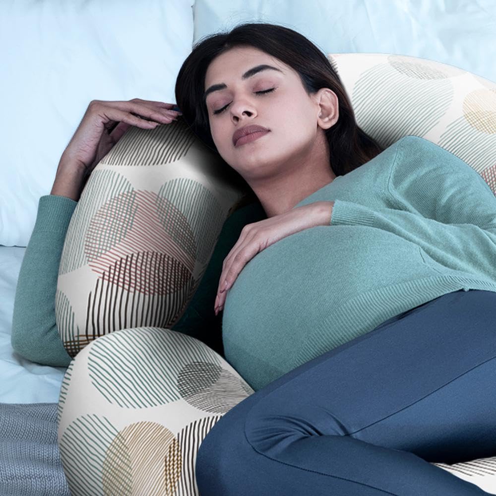 Pregnancy Pillow, C Shaped Pillow, Maternity Pillow For Sleeping - Moonshine | 100% Cotton Pillow For Pregnant Mothers With Breathable & No Heat Fabric - Full Body Support For Better Sleep