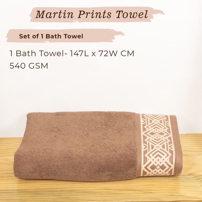 Rangoli 100% Cotton Fibre Bath Towel 600 Gsm | Highly Durable & Absorbent Towel | Skin-Friendly & Quick Drying Luxury Towels (Golden Brown) - Pack Of 1